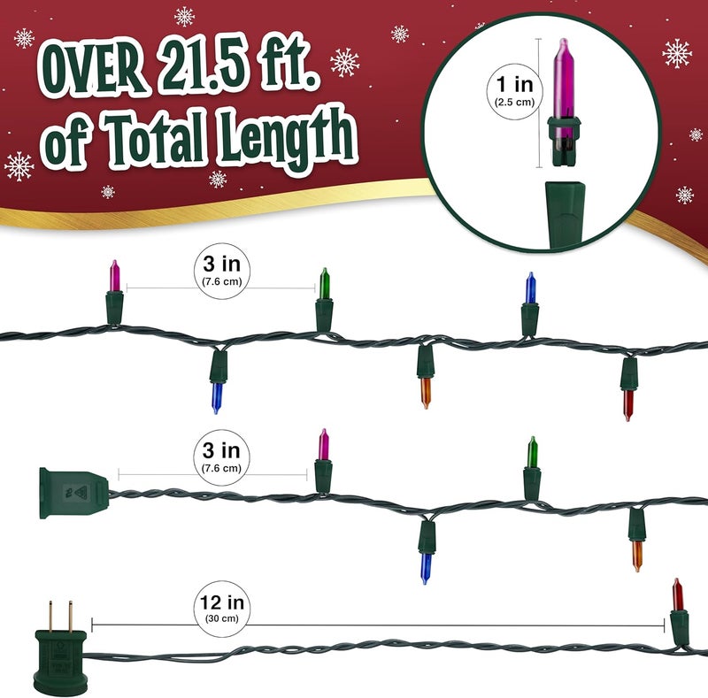 stargo Warm Multi Color Christmas Lights - 20 ft String of 105 Incandescent Mini Bulbs Multifunctional Lighting Modes, for Decorative, Bedroom, Outdoor, Xmas Twinkle Tree Lights with Green Wire Total 21.6 ft - Image 2